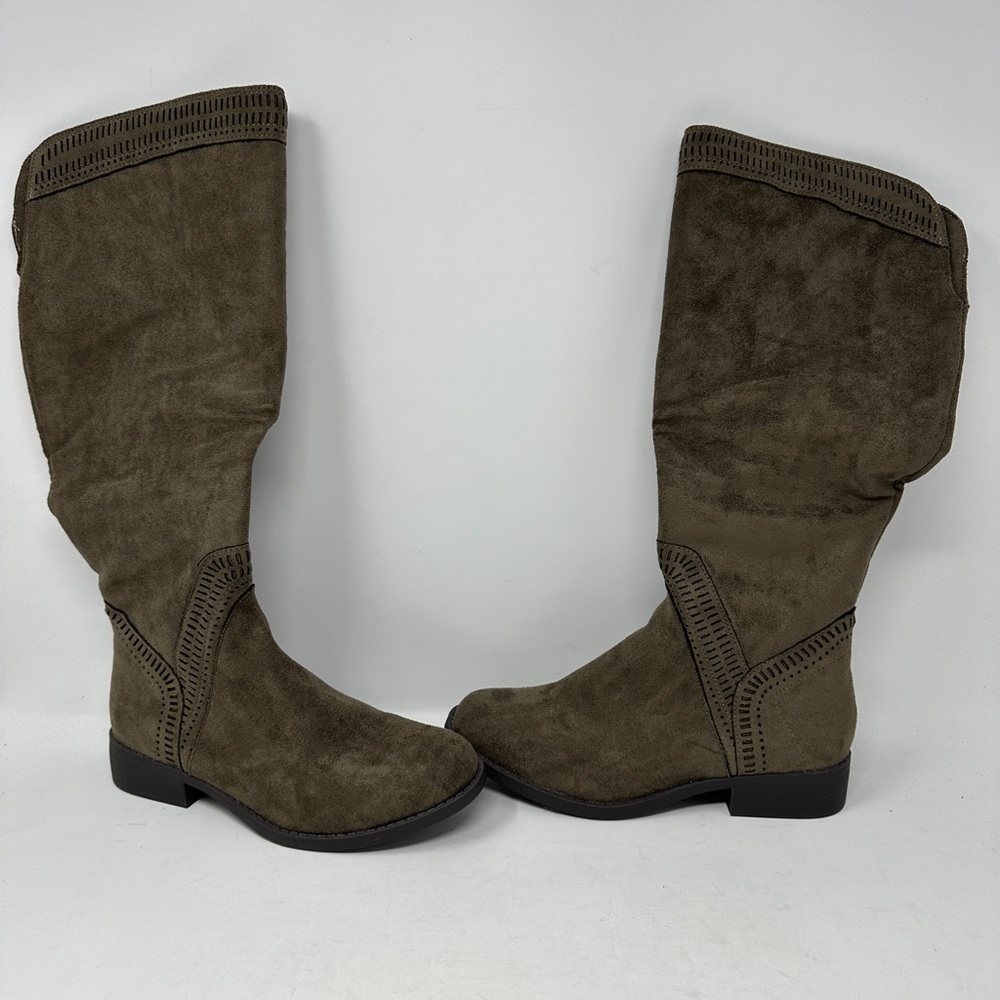 NEW! American Rag Women’s Tamar Closed Toe Knee High Olive Micro Fiber Boots - Picture 7 of 12